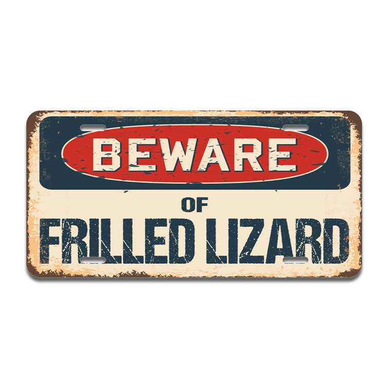 SignMission Beware of Frilled Lizard Aluminum Plate Frame | Wayfair