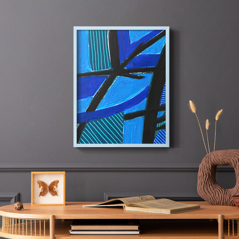 Impression sur toile «Invontract Blues II» - bois massif, Bleu, H 10 po x l 8 po