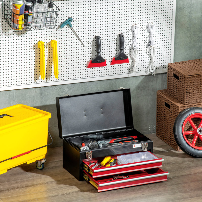 Boîte à outils en métal 18,1 po avec tiroirs