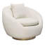 Fauteuil pivotant Celine en velours crème clair avec bande décorative or brossé