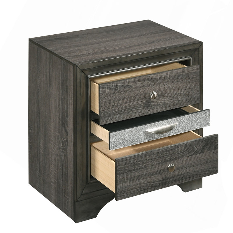 Table de chevet 3 tiroirs grise