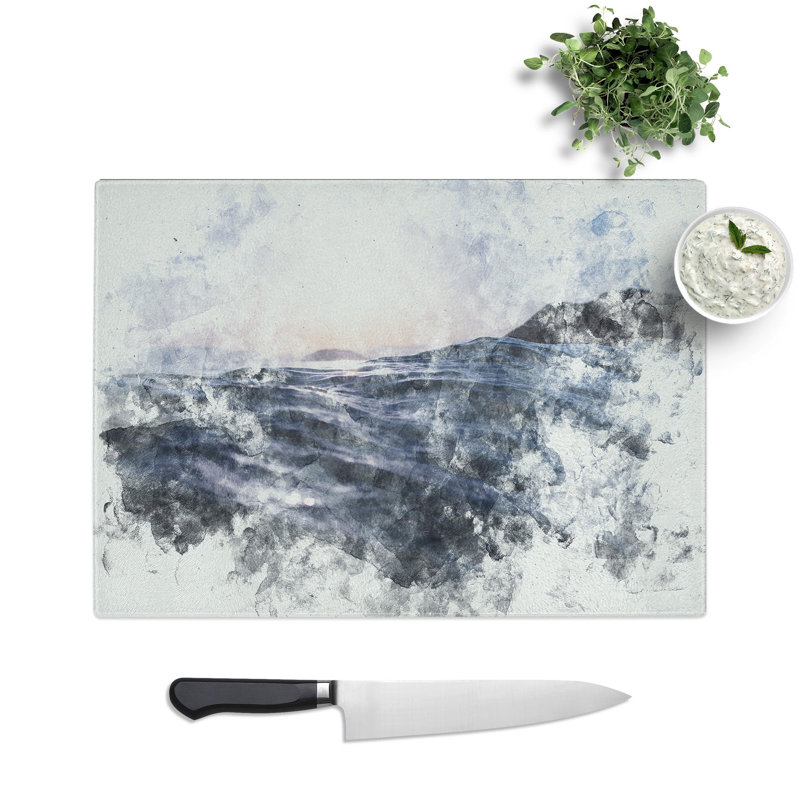 Tempered Glass Ocean Moods Chopping Board, 28.5 cm x 39 cm