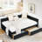 Black, Full Size, Daybed, Velvet Upholstery, Two Drawers, Comfortable , , Modern Style, Office Size Bed Frame With Storage Mid - Century For-1569875473