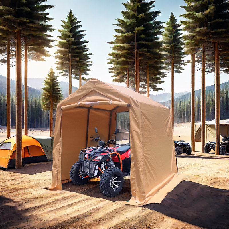7X8 Ft Outdoor Portable Gazebo Storage Shelter Shed With 2 Roll Up Zipper Doors & Vents Carport For Motorcycle Waterproof And UV Resistant Anti-Snow Portable Garage Kit Tent
