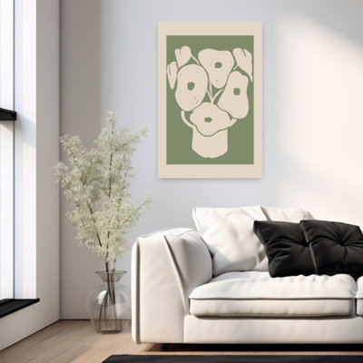 Abstrait fleur sauge verte abstraite, art contemporain mural minimaliste