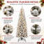 Pre-Lit Slim Artificial Christmas Tree- Warm White LEDs, Full Branch Tips, 9 Light Modes, Snow-Flocked PVC Branches, Metal Stand, Space-Saving Pencil Tree, Christmas Decorations-53395625