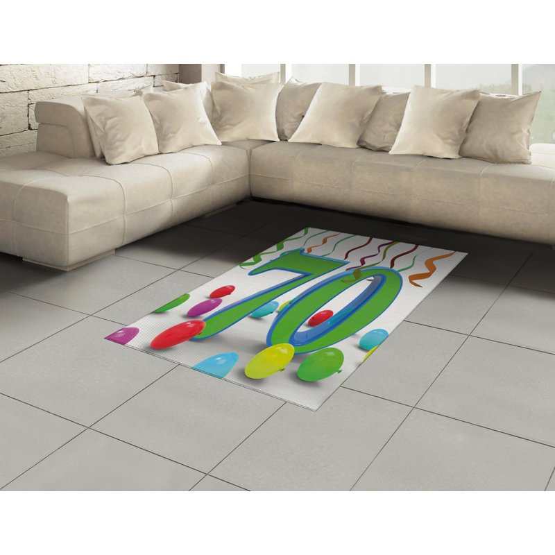 Green High Density Long Fiber Poly Threads Decorative Area Rug Carpet, Rectangle 4' x 5'8"
