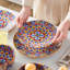 12 Pieces Porcelain Dinnerware Set, Multicolour Set, Dinner Plate, Dessert Plate And Bowl Set For 4 Person, Polychrome, Ceramic Stamping In Bohemian Style-123687067