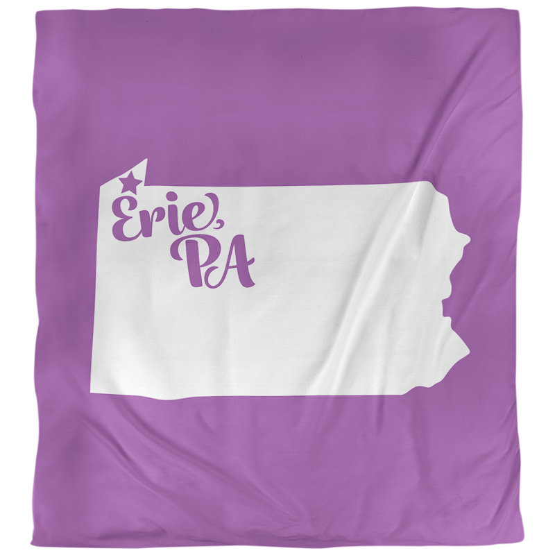 Housse de couette réversible simple Erie Pennsylvania, Housse de couette pour grand lit, Violet, Polyester brossé