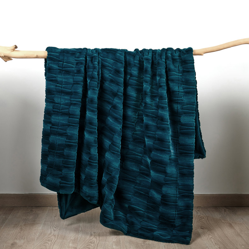 Jeté tricoté, Bleu sarcelle, 50 po x 60 po