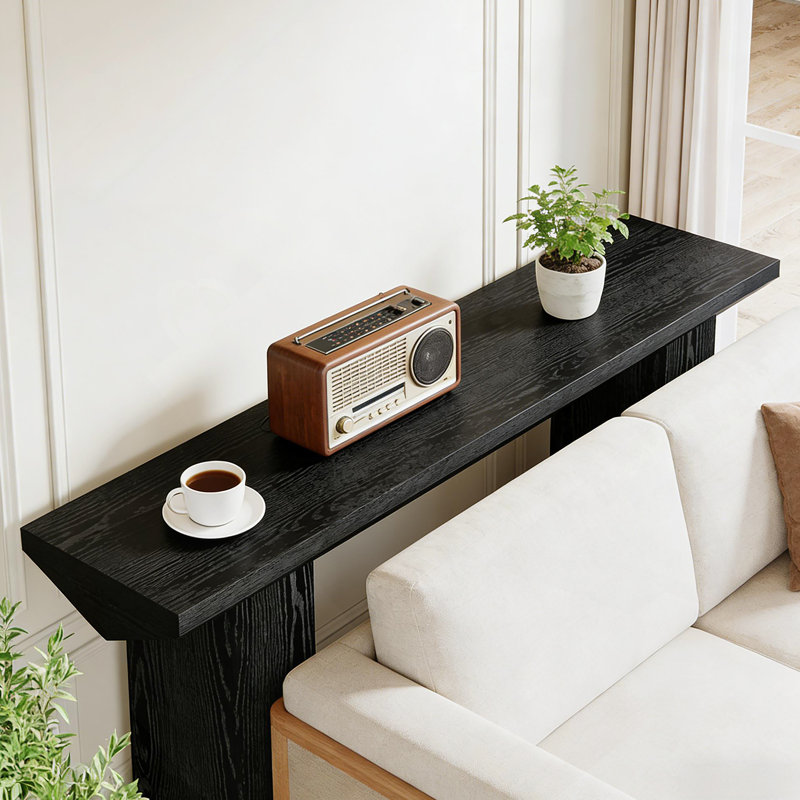 Triangular-Shaped Design Console Table, Modern Entryway Table With Broadened Top For Display And Storage