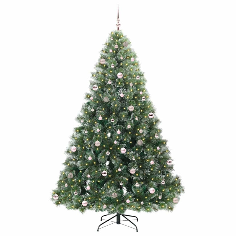  Artificial Christmas Tree with 300 LEDs Green PE and PVC, 7.87' H, Pink