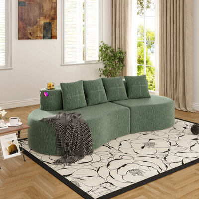 Modern Curved Sectional 3 Seat Minimalist Elegant Half Moon Sofa Compressed Modular Sectional Sofa for Living Room, Office, Apartment