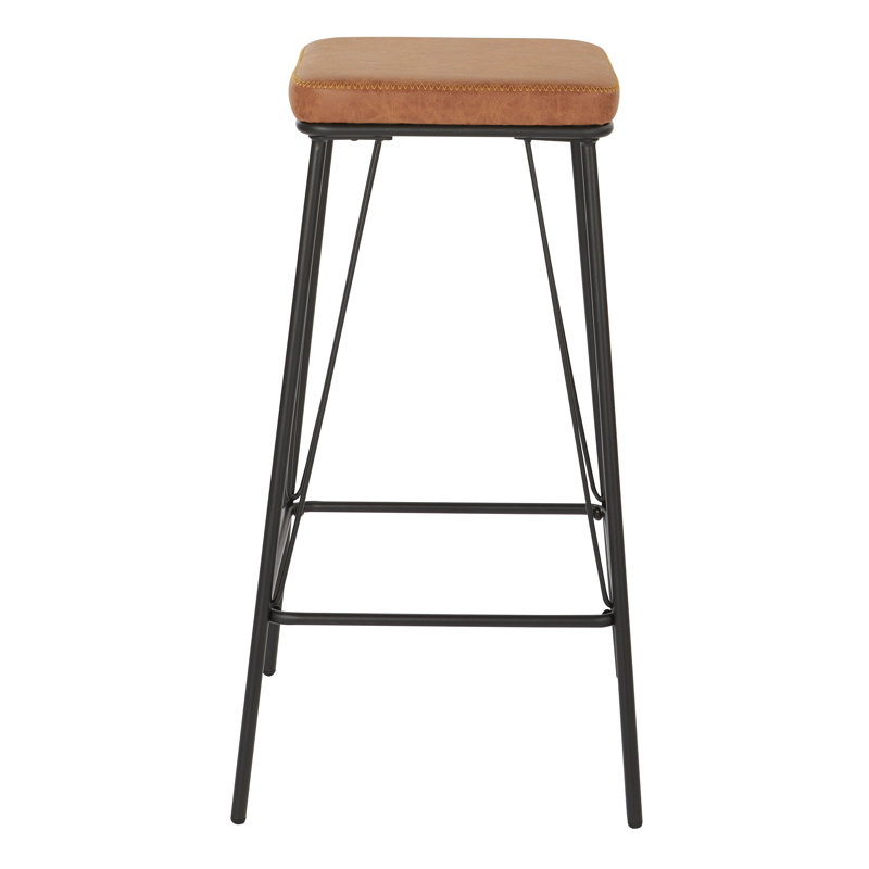 Mellinger Upholstered Counter Stool with Metal Frame, Bar Stool (30" Seat Height), Sand Faux Leather