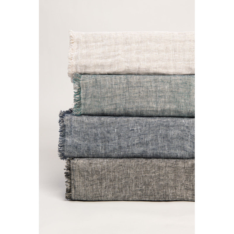 Kent Linen Reversible Bed Skirt, Asphalt/Natural, Queen, Queen