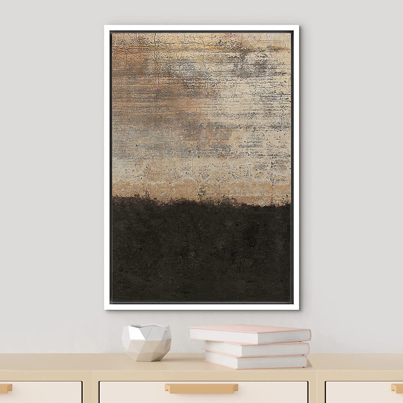 Grunge Abstract Paint Stroke Effect Grunge Dark Brown Rust Blocks Abstract Illustration Rustic Pictures Framed Canvas Print Wall Art