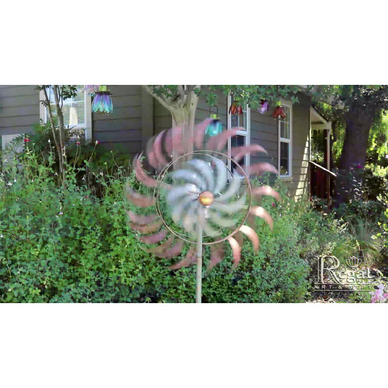 24" Copper and Patina Rotating Kinetic Wind Spinner