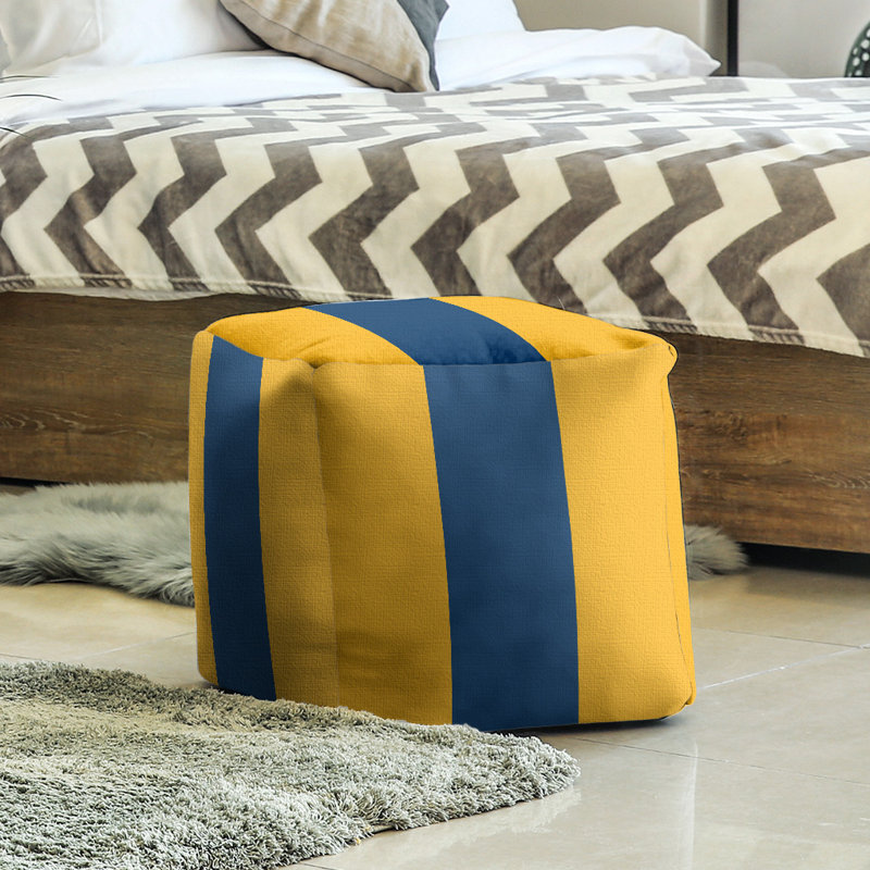 Repose-pieds cube california stripes, Jaune / bleu / jaune