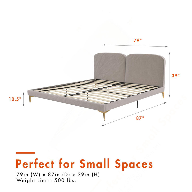 Comfortable Upholstered Bed, Taupe