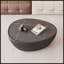 Table basse moderne en cuir noir avec plateau en marbre et œufs d'oie-651276311-651276310-651276308