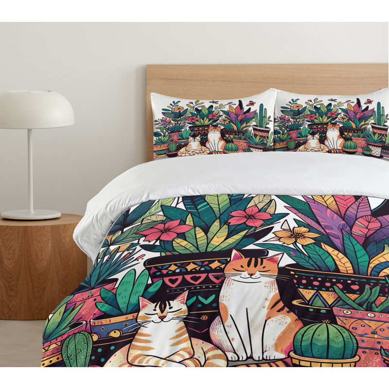Cat Duvet Cover, California King Duvet Cover + 2 Standard Shams