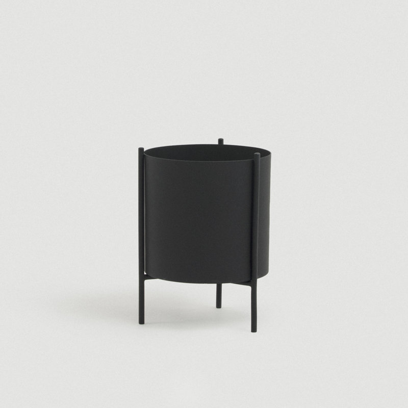 Pot de fleurs noir botanique avec support - Petit, Petit