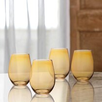 Elle Decor Set of 6 Wine Glasses Amber Colored Glassware Set