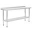 Table de travail commerciale 18 po x 72 po en acier inoxydable de calibre 18 avec dosseret de 4 po et tablette inférieure-1546003813