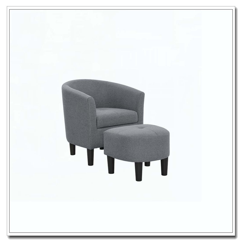 25.5" Wide Polyester Barrel Chair and Ottoman