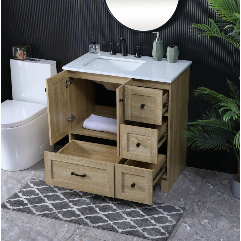 Ensemble de meuble-lavabo simple 32 po Soma, Chêne naturel