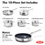 OXO Mira 3-Ply Stainless Steel Cookware Pots And Pans Set, 10-Piece