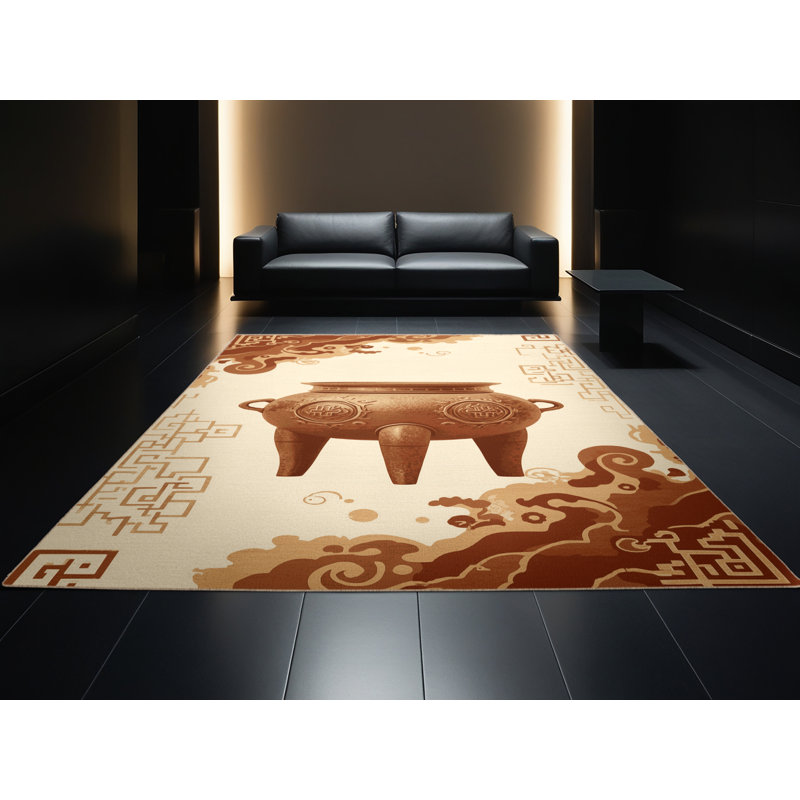 Tapis oriental doux et moelleux de style oriental Dylan - reliure beige, 3 X 5