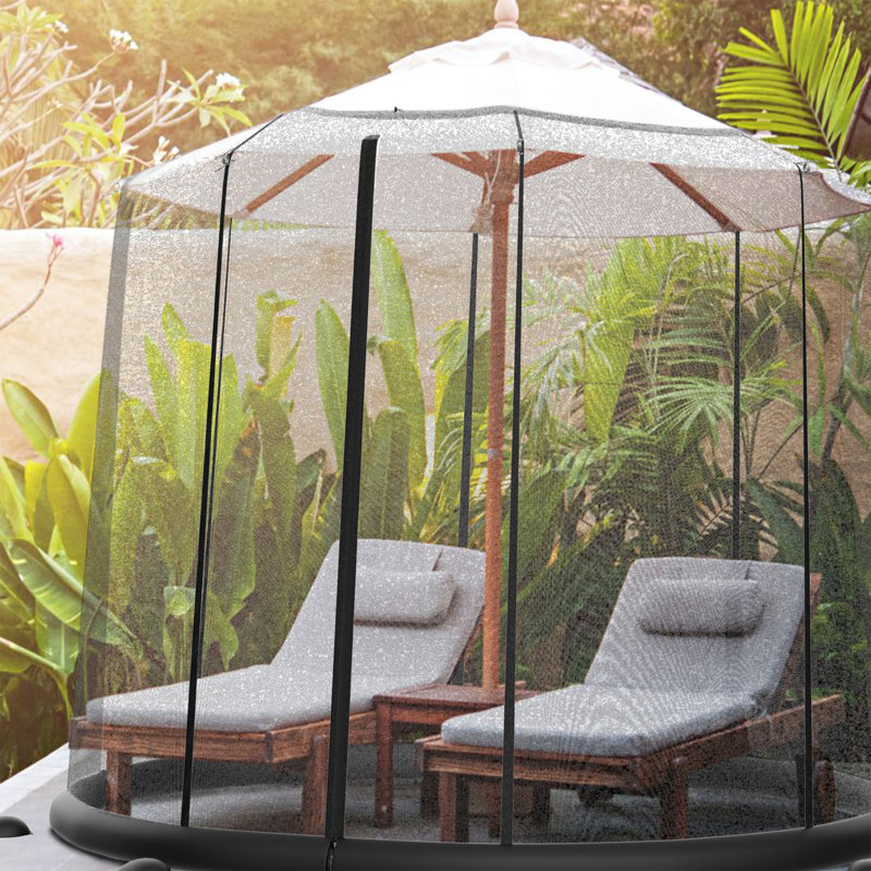 Hartwig Mosquito Net for Patio Umbrellas - Bug Screen for Umbrellas to Keep Out Insects - Zippered Mesh Cover with Weighted Bottom by Pure Garden