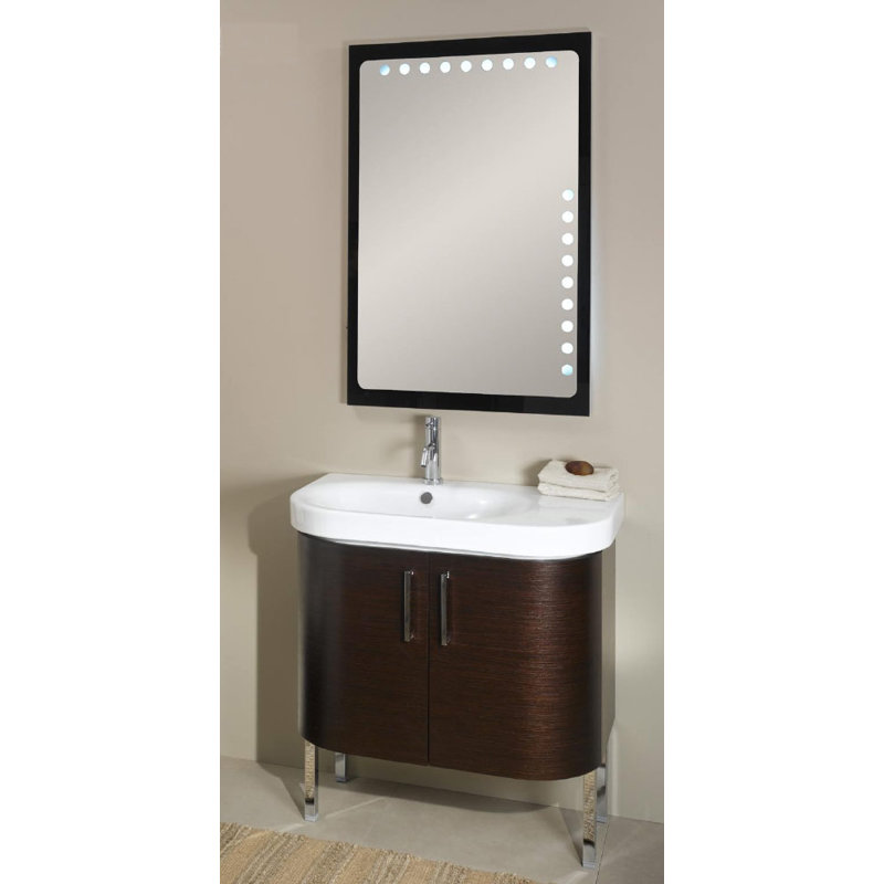 Rondo 33.8'' Single Bathroom Vanity with Ceramic Top, Gray Oak