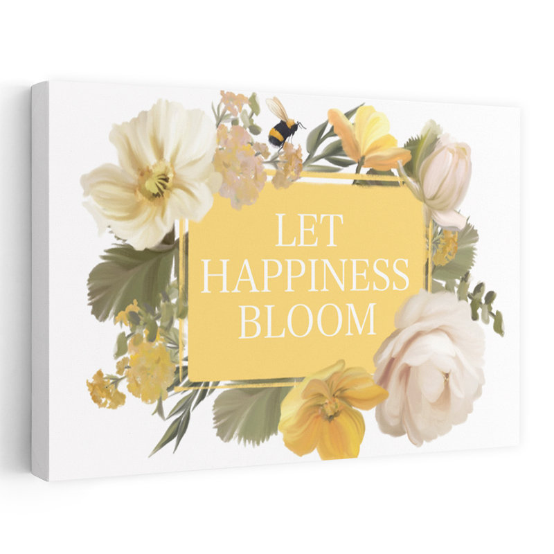 «Let Happiness Bloom», art floral contemporain, H 24 po x l 36 po