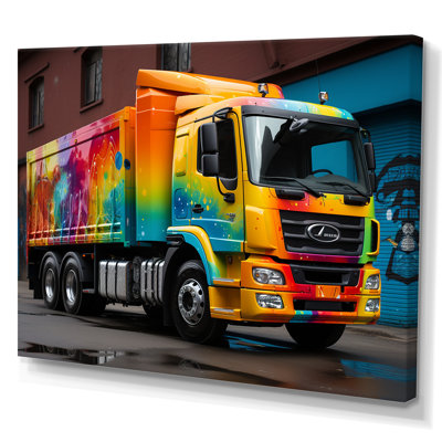 Graffiti urbain sur camion, livraison urbaine
