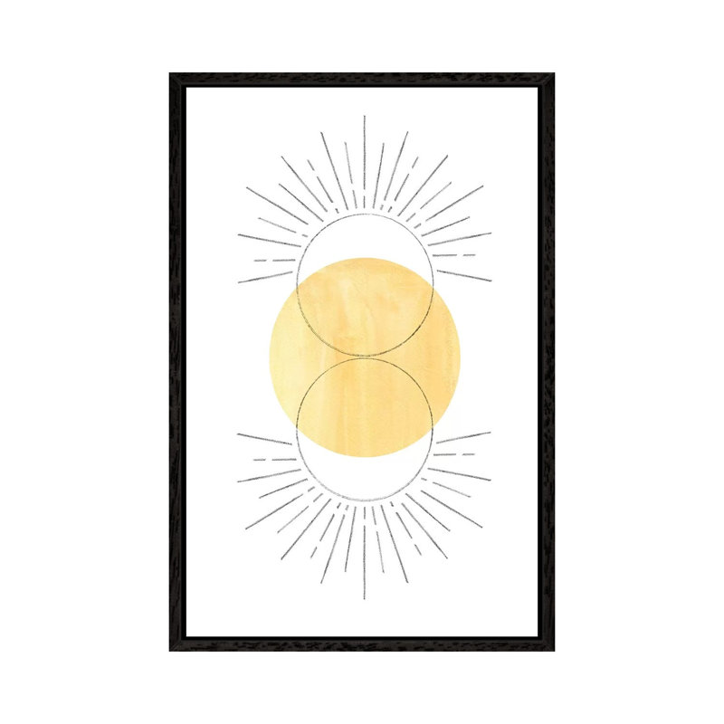 Mustard Yellow Sun, Abstract Art 1 Piece Wall Art on Canvas, 66.04cm H x 45.72cm W x 3.81cm D, Black Framed
