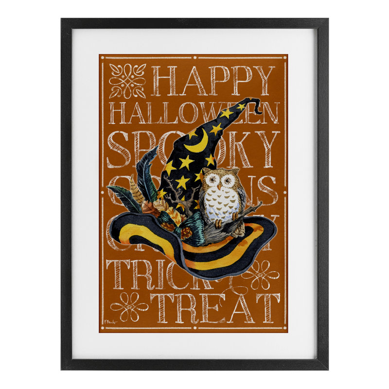 Impression encadrée sous verre Witchy Hat & Owl, par Paul Brent, H 23 po x l 17 po, Cadre noir minuit