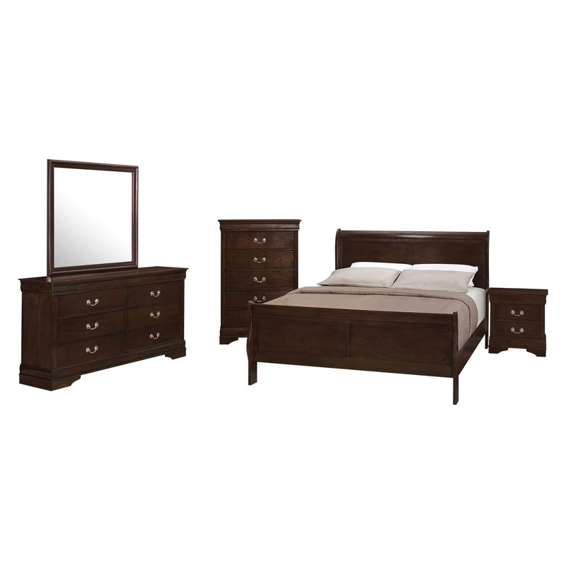 Ensemble de chambre à coucher 5 pièces, Double, Brun