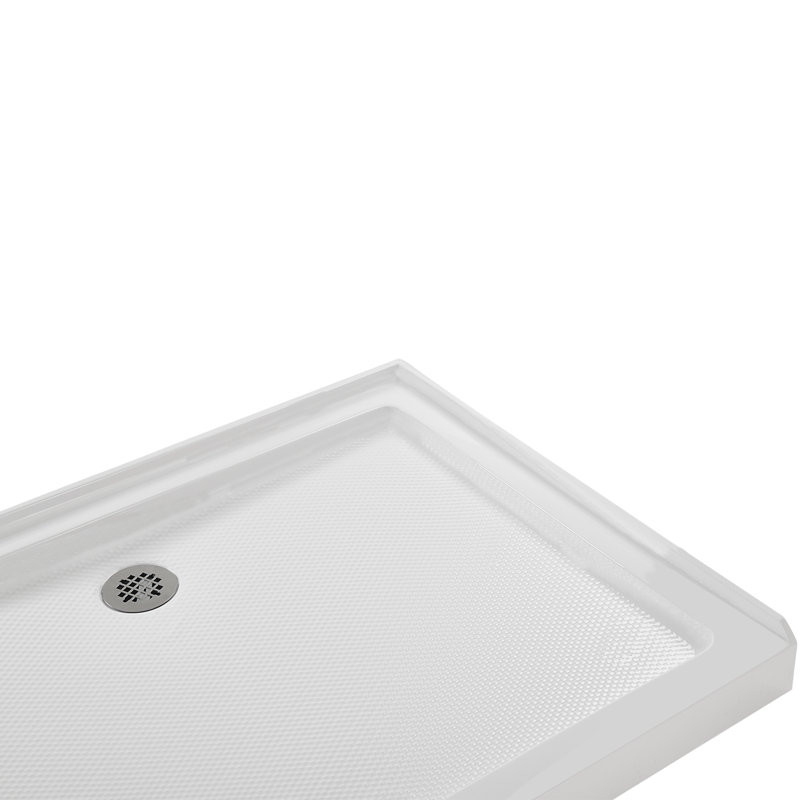 48'' Glossy White Rectangular Acrylic Shower Base with ABS Drain