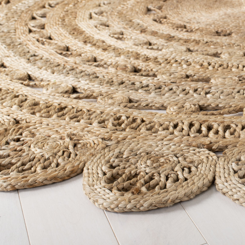 Round Solid Colour Hand Woven Area Rug, Round 183 X 183cm