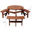 Table de pique-nique en bois avec 3 bancs intégrés, table de pique-nique pour 6 enfants, avec trou de parasol, table de salle à manger de camping pour la cour de jardin