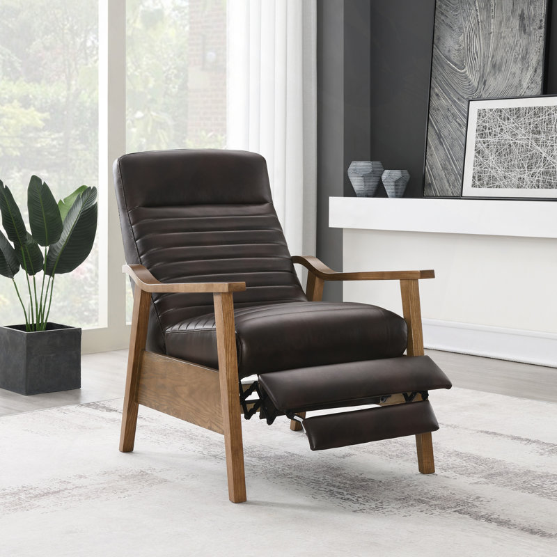 Fauteuil inclinable à accoudoirs en bois, Brun