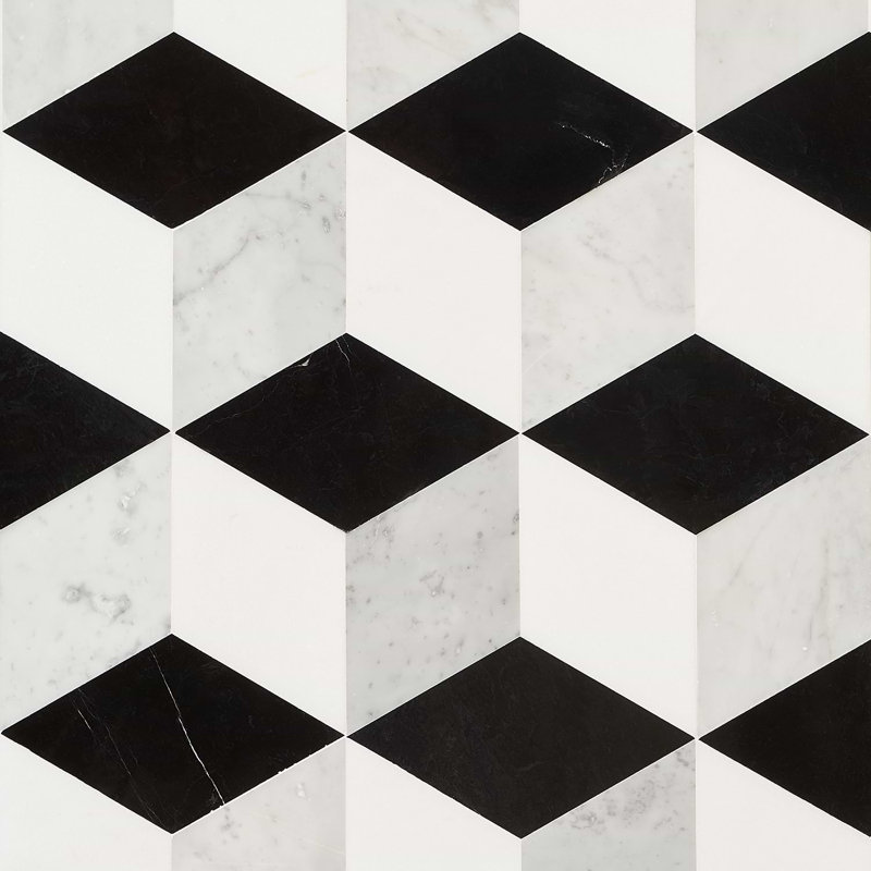 Havasar 8x9 Hexagon Honed Marble Mosaic Tile, Classico Polished