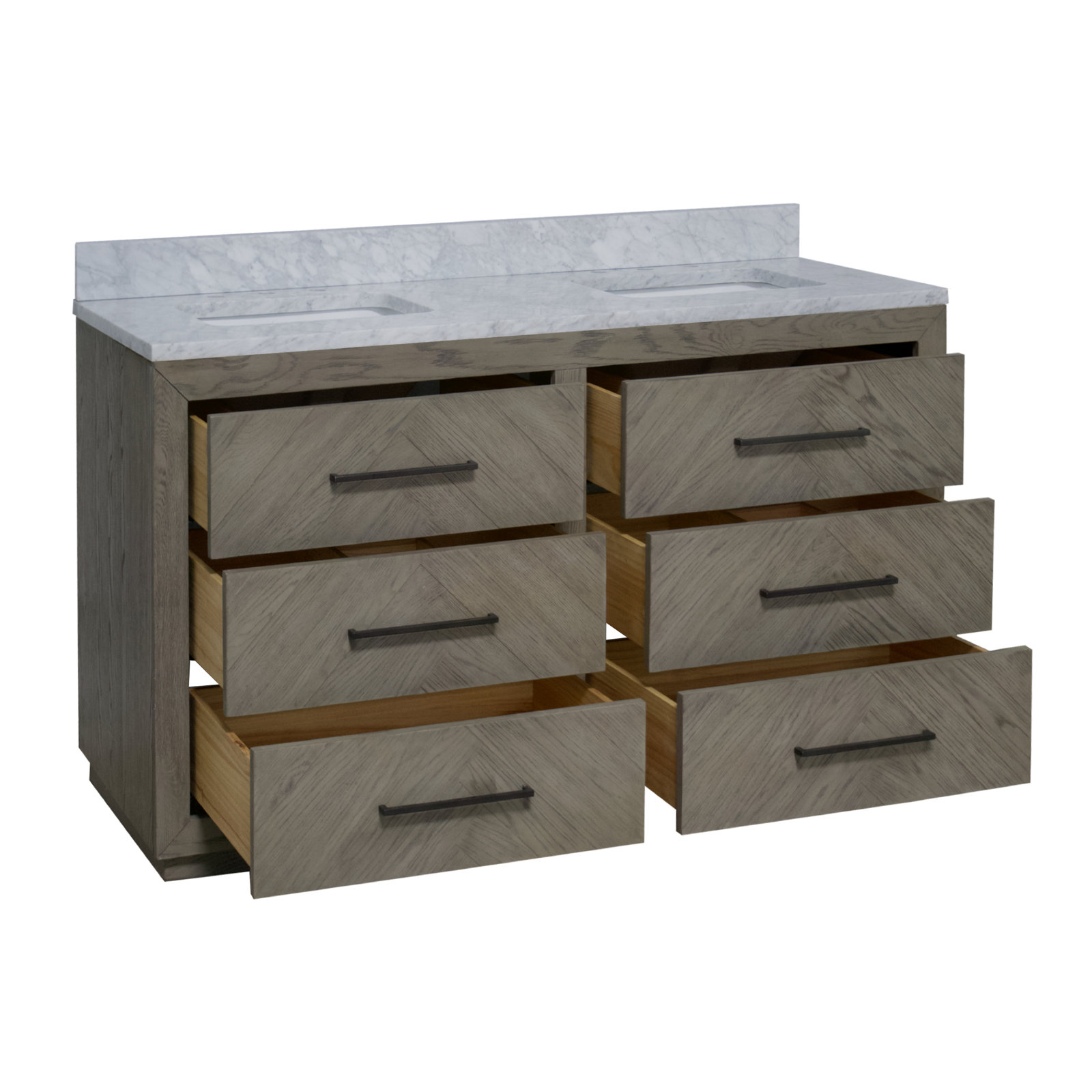 Rumalda 60'' Double Bathroom Vanity, Gray Oak