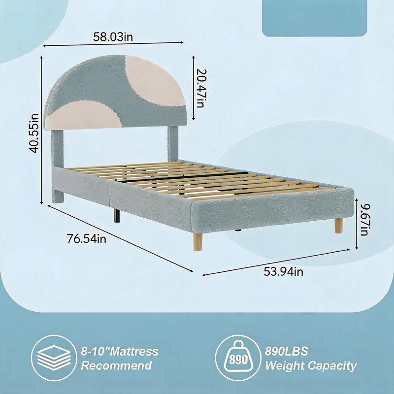 Base de lit double rembourrée Modern, Full / Double, Blue