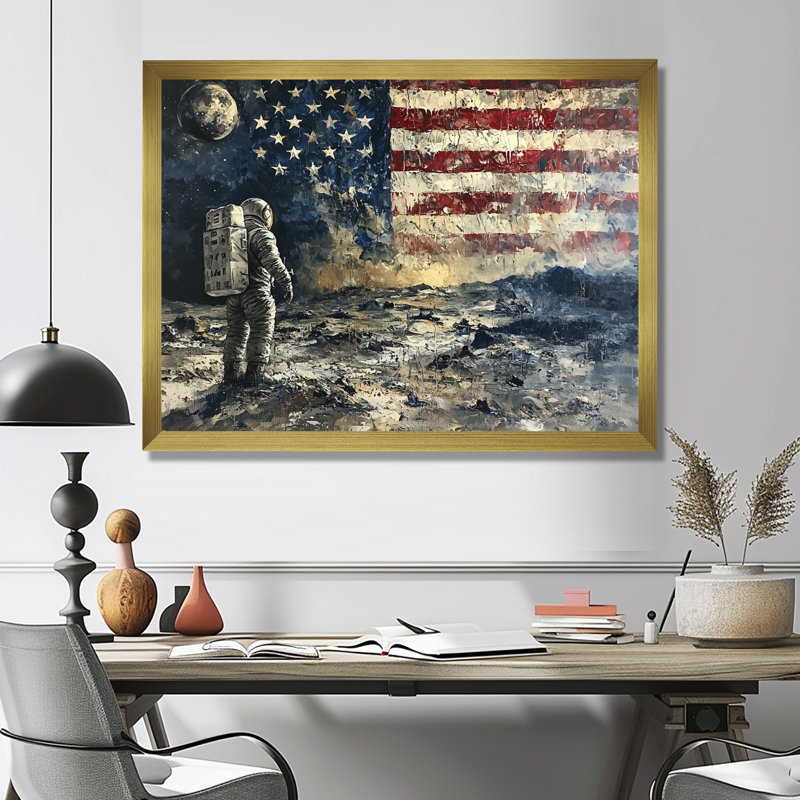 «Kyon Usa Moon Apollo 13 Mission I - Moon Large», art mural, Reproduction encadrée d'une seule photo, H 30 po x l 40 po, Doré