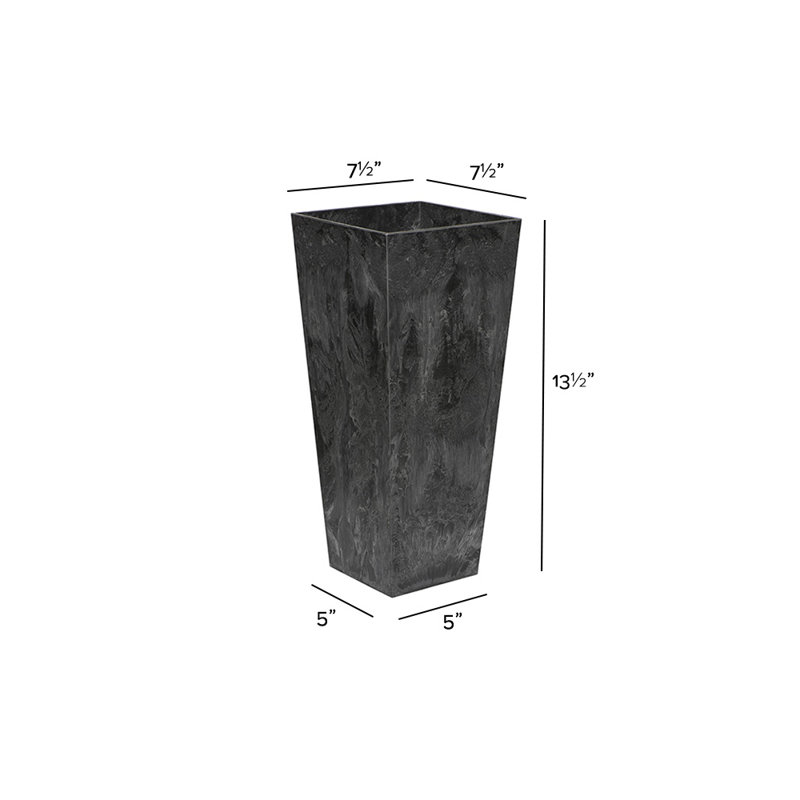 Sewickly Pot Planter, 13.5" H x 7.5" W x 7.5" D, Black