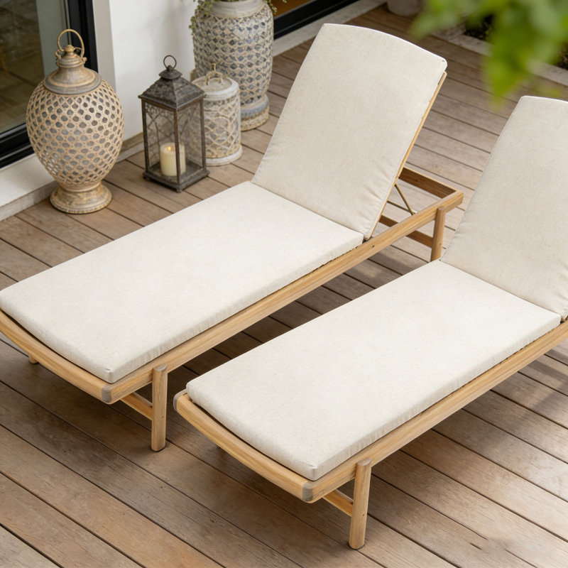 Chaise longue en bois avec coussin
