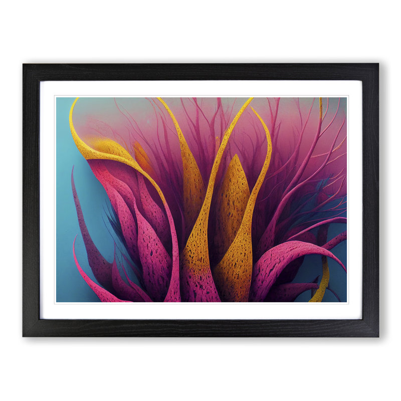 XH1022-6078X Modern Coral Reef Abstract - Single Picture Frame Print, Black, 25cm H x 34cm W x 2cm D